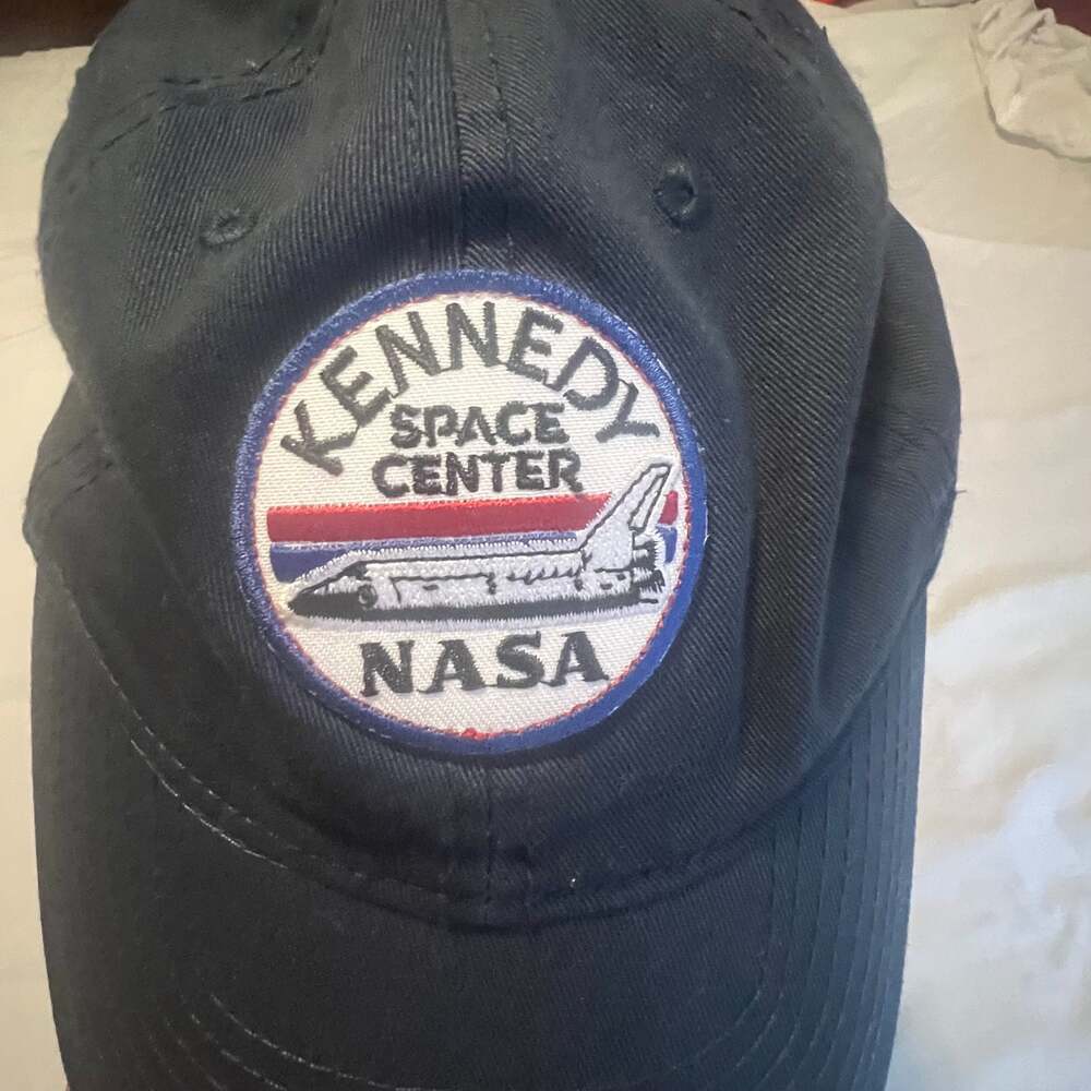 Vintage NASA Kennedy Space Center Strapback Hat Cap Navy Blue Embroidered